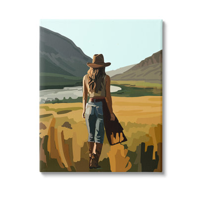 «Strolling Cowgirl in Desert», art mural sur toile par Amelia Noyes