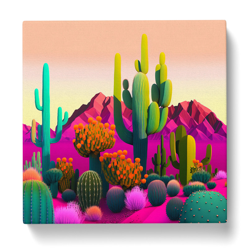 Cactus Colour Field Painting - Wrapped Canvas, 35cm H x 35cm W x 3cm D