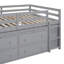 Lit mezzanine double avec bureau d'écriture rétractable et 4 tiroirs, lit mezzanine en bois avec bureau portatif latéral et tablettes, gris
