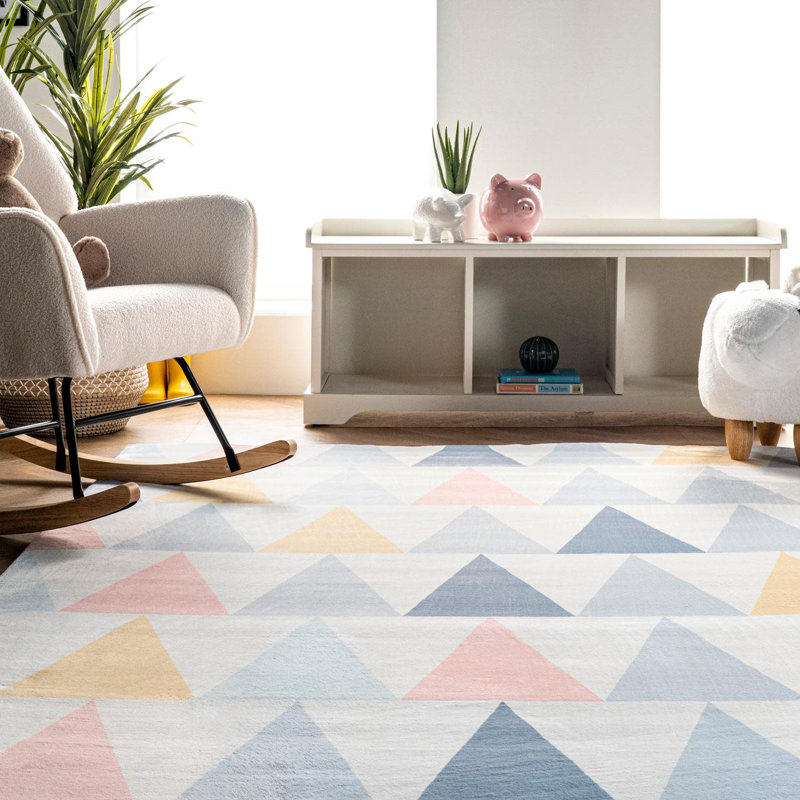 Tapis bleu / blanc Maestas Daydream, Rectangle 5 pi x 8 pi