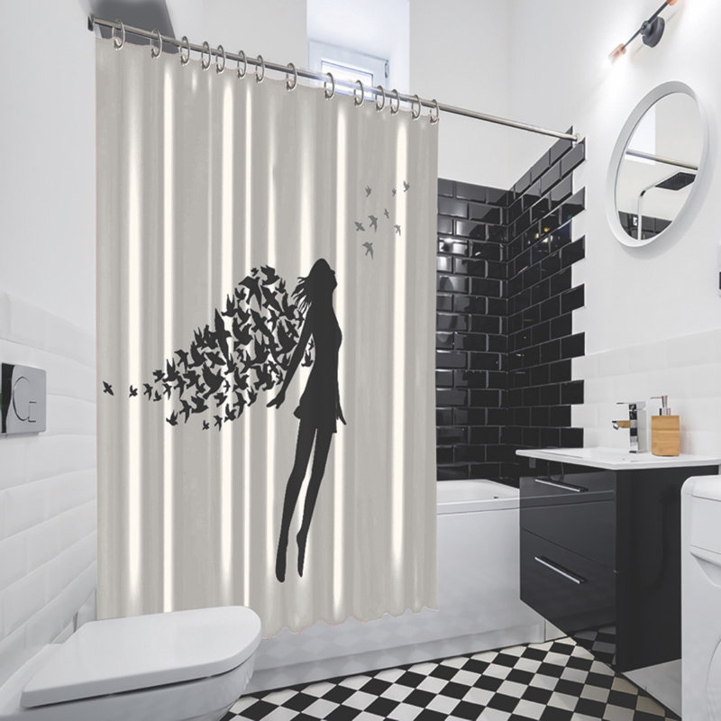 Rideau de douche simple 13 pièces + crochets