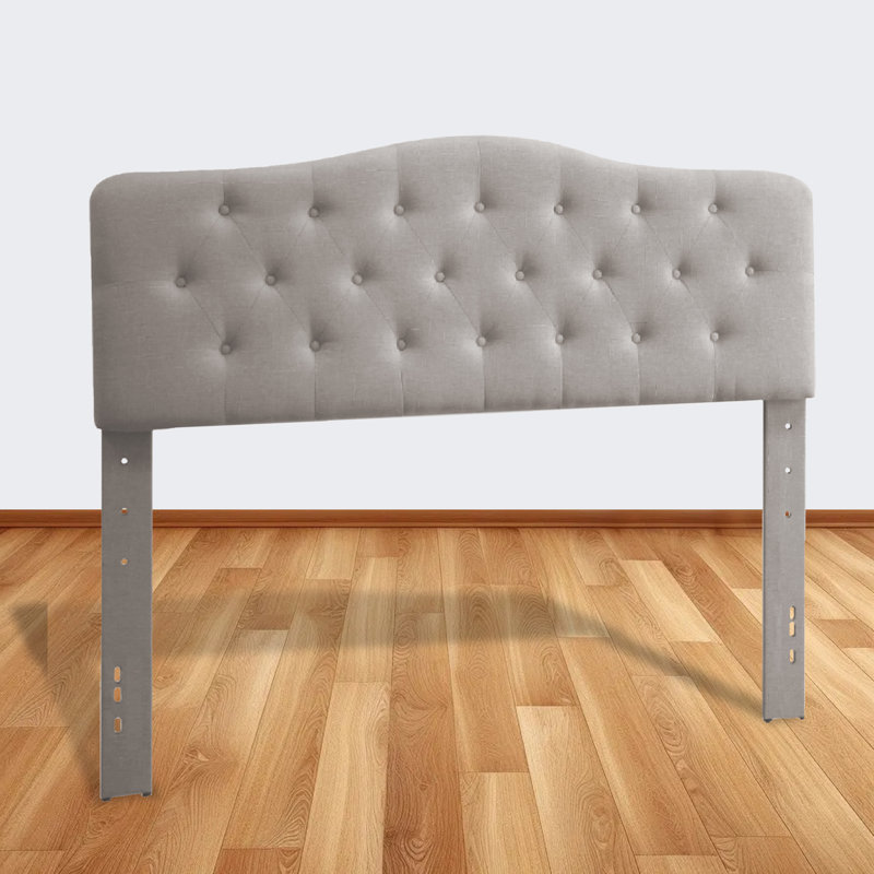 Linen Upholstered Headboard-Modern-Adjustable Height-Button Tufting, Beige, Full