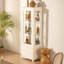 Vitrine autoportante 71 po, porte vitrée avec plafonnier, armoire à vin avec tablettes réglables, pour le salon, la cuisine, le bar et la salle à manger