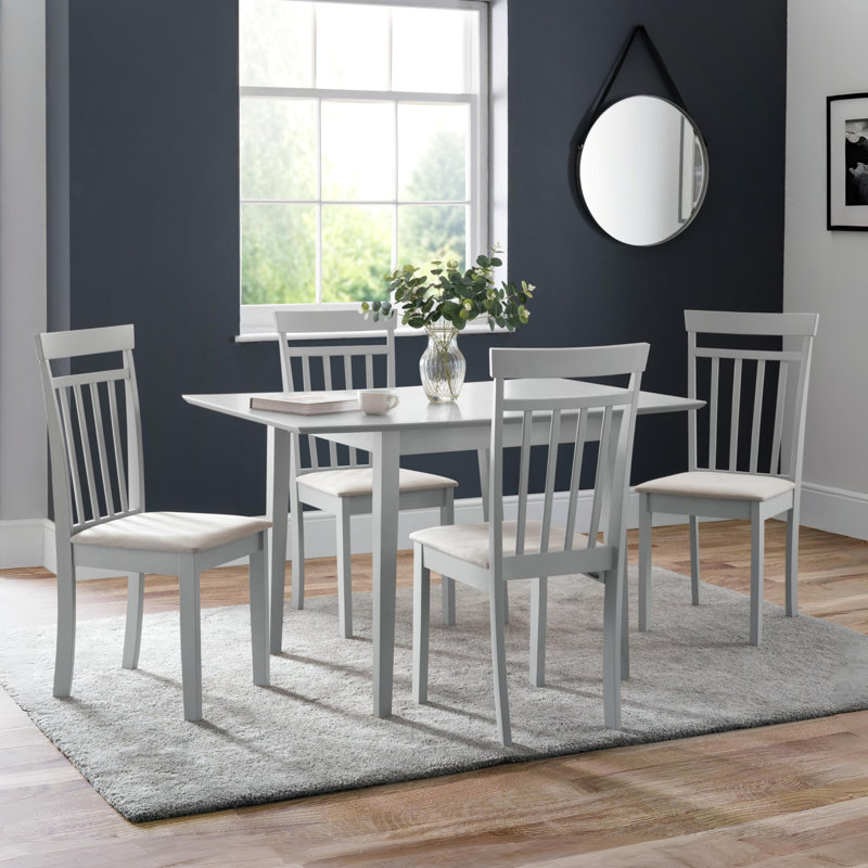 Exeter 4 - Person Butterfly Leaf Rubberwood Solid Wood Dining Set, Grey