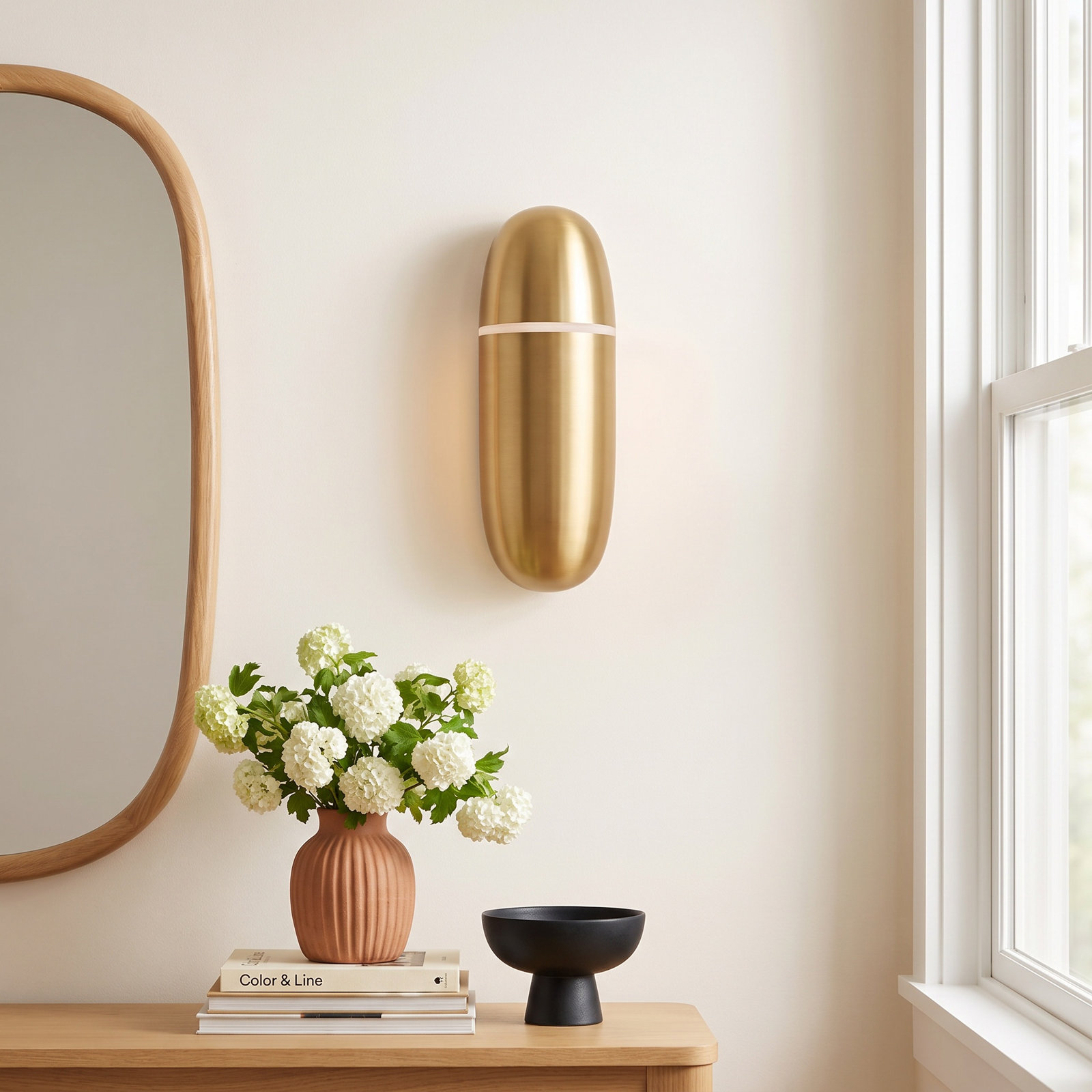 Axel Single Light Flush Mount Sconce, Burnished Brass