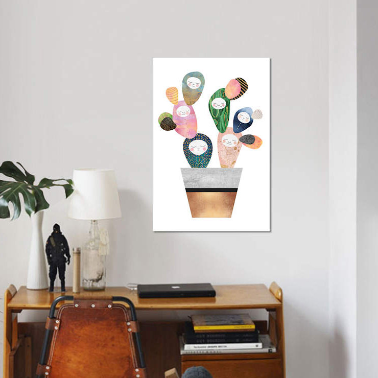 « sleepy cactus », reproduction sur toile, H 60 po x l 40po x P 1,5 po, Toile tendue, Pas de tapis