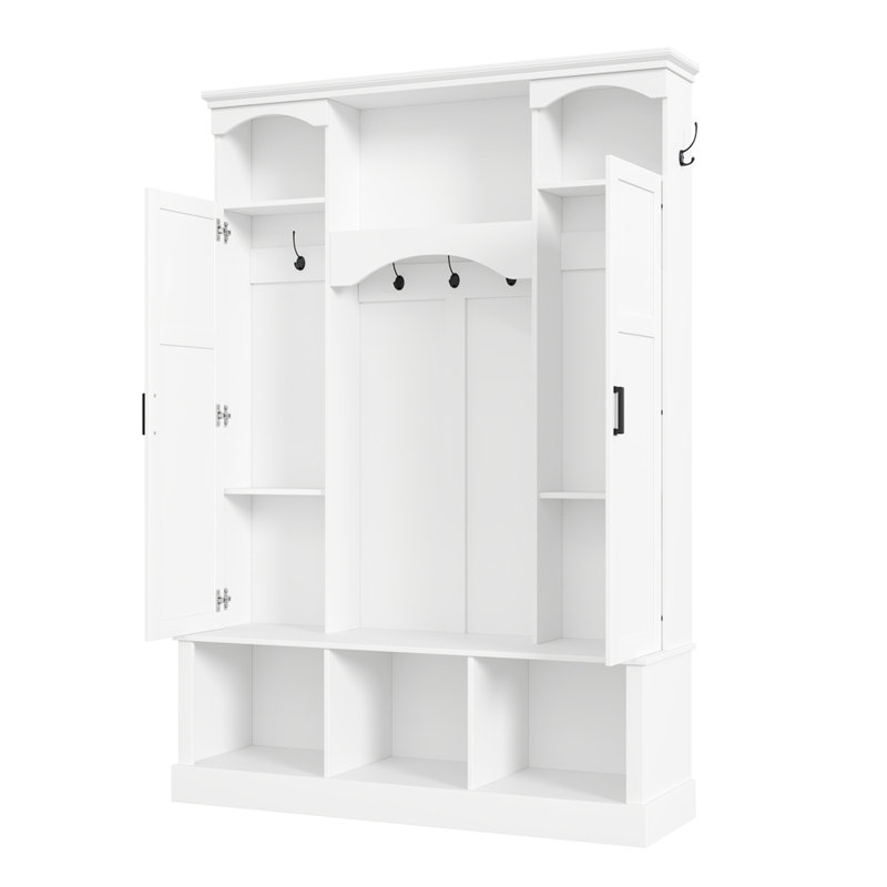 Arbre d'entrée moderne tout-en-un avec tablettes réglables, Blanc