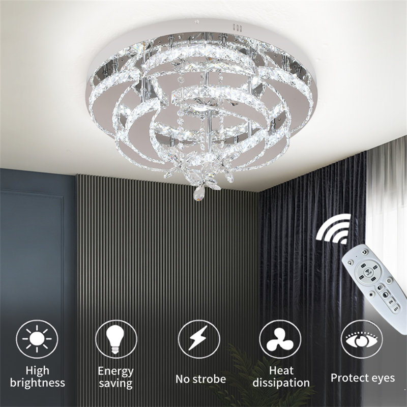 Akono 8 - Light Crystal LED Chandelier, Chrome, Yes, 3000K-6000K