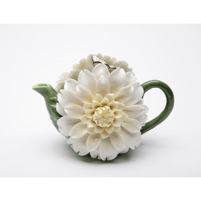 Daisy Flower Ceramic Teapot with Stainless Steel Infuser, 9oz