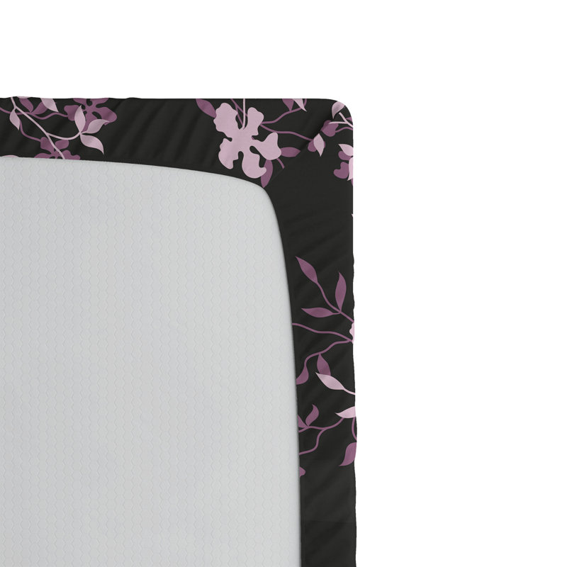 Ambesonne Nature Fitted Sheet Leaves Botanical Style Art, Full Fitted Sheet, Mauve/Rose/Charcoal Gray Floral