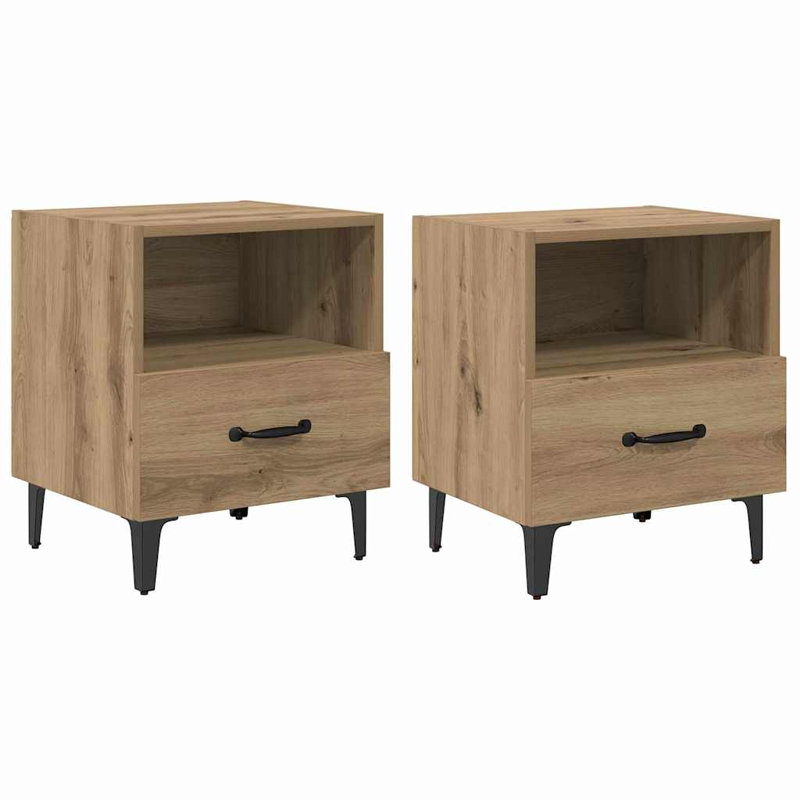 40cm W Manufactured Wood Bedside Table, Artisan Oak
