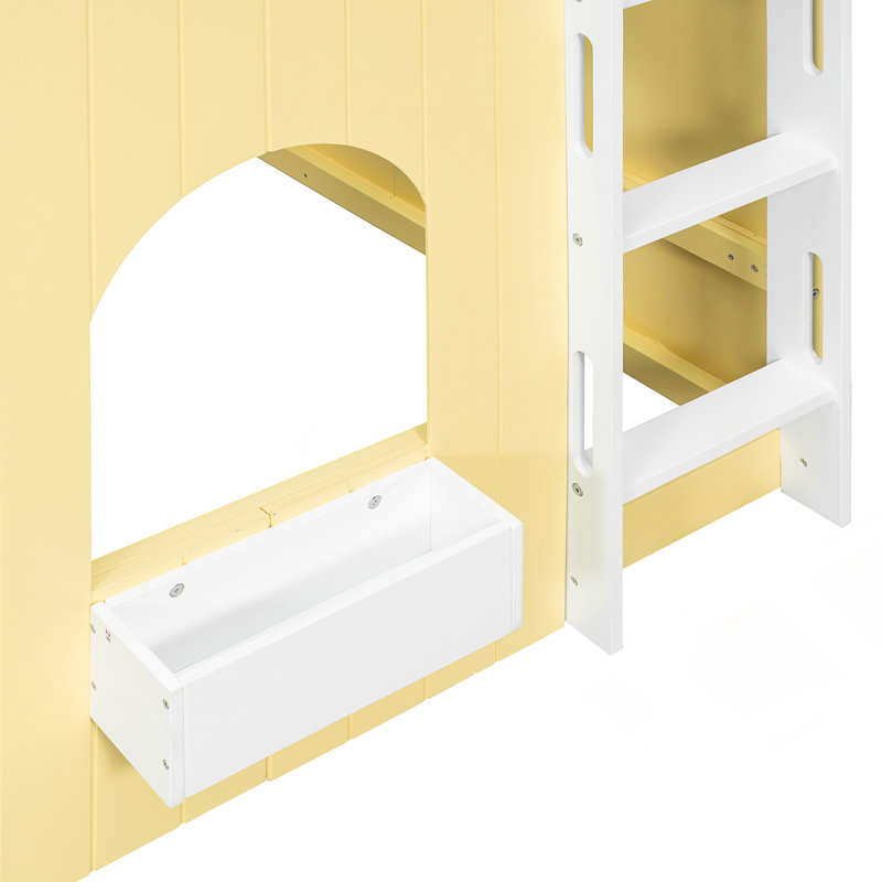 Lit mezzanine pour enfant (taille standard) avec guirlande lumineuse DEL et espace de jeu