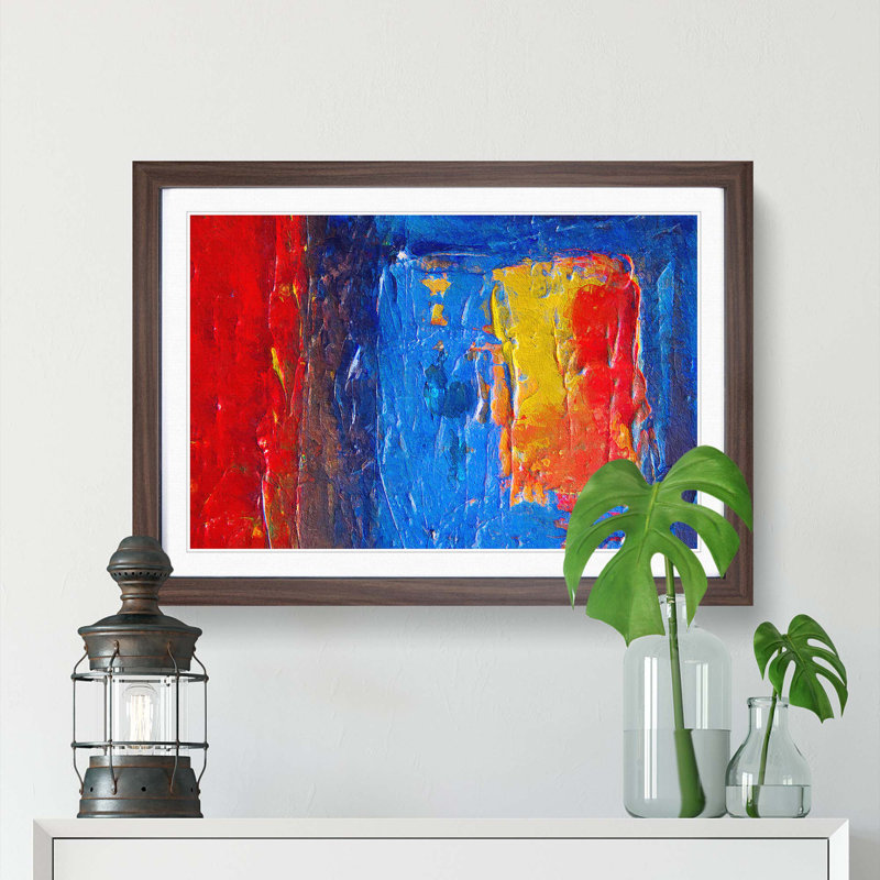 Abstract Vol.415 by S.Johnson - Single Picture Frame Painting, 24cm H x 33cm W x 2cm D, Walnut Framed