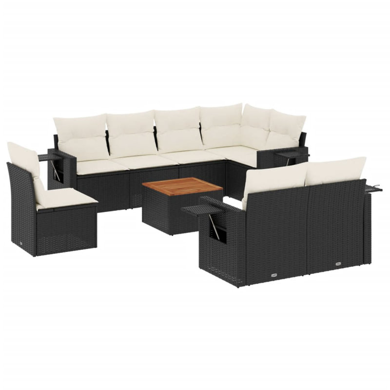 Ensemble de canapé de jardin Vidaxl noir et blanc crème
