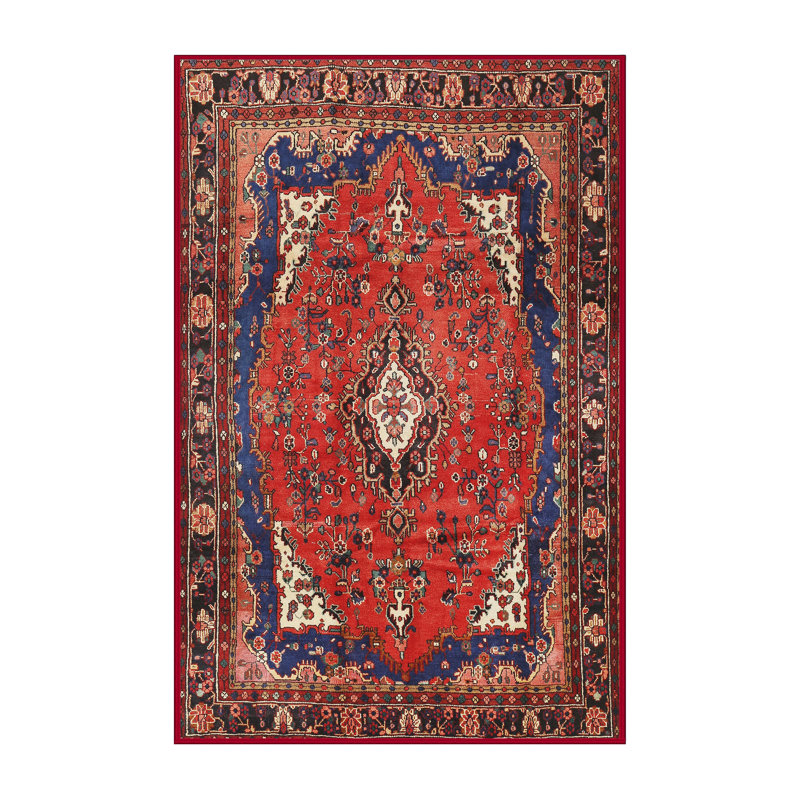 Tapis traditionnel mehroon/noir/crème, Rectangle 2 pi x 4 pi