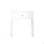 Table de chevet moderne blanche avec tiroir, table de chevet minimaliste avec poignée en bois, table de bout compacte