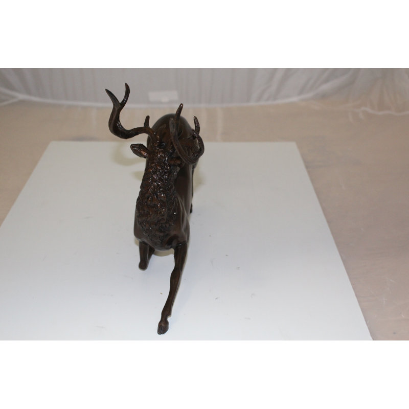 Atia Deer Bronze Statue -  Size: 12"L x 5"W x 10.5"H.