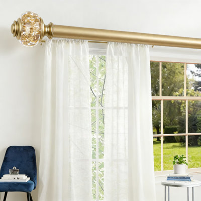 2-Pack Telescoping Splicing Curtain Rods, Adjustable 32 To 58 Inches For Windows 20 To 54 Inches, 7/8 Inch Diameter Decorative Drapery Rods With Crystal Finials, Luxury Gold Finish