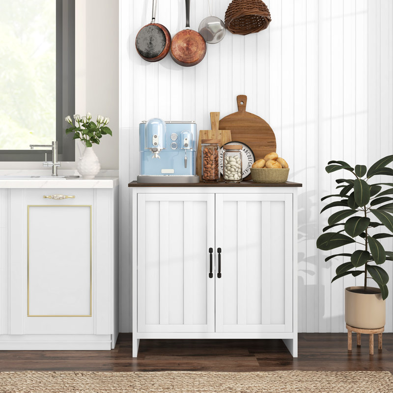 Armoire de rangement moderne avec portes à lambris et tablette réglable blanc