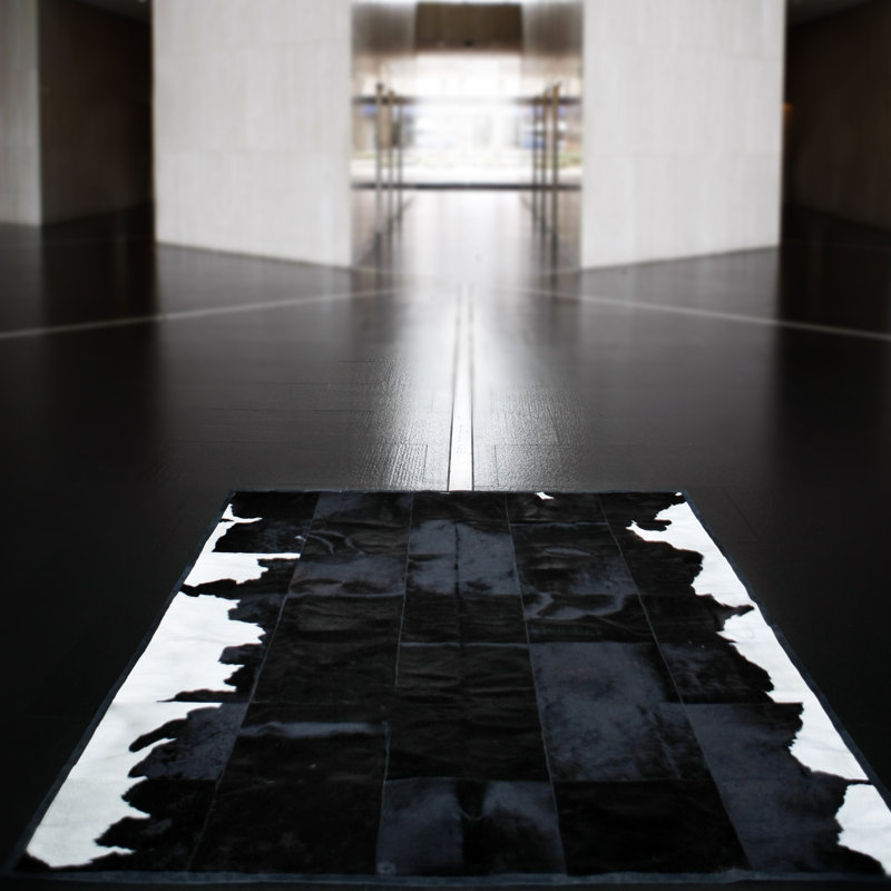 Cowhide Abstract Indoor Rug, Rectangle 5'2" x 5'3"