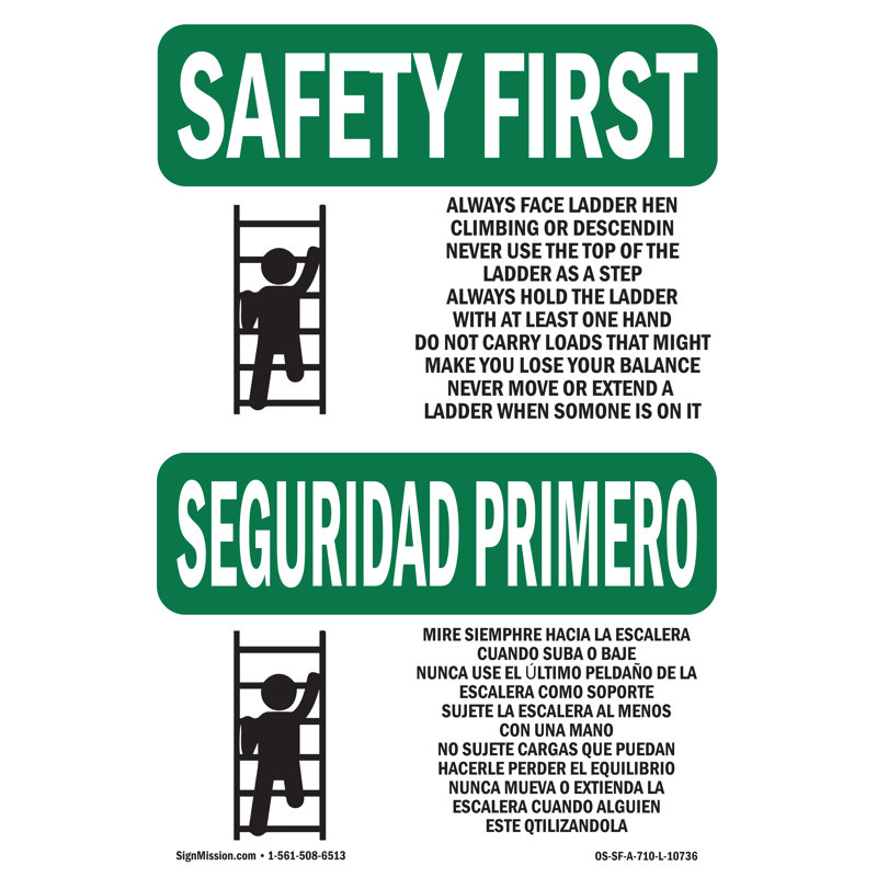 Décalcomanie binaire de sécurité Always Face Ladder 5 po x 3,5 po