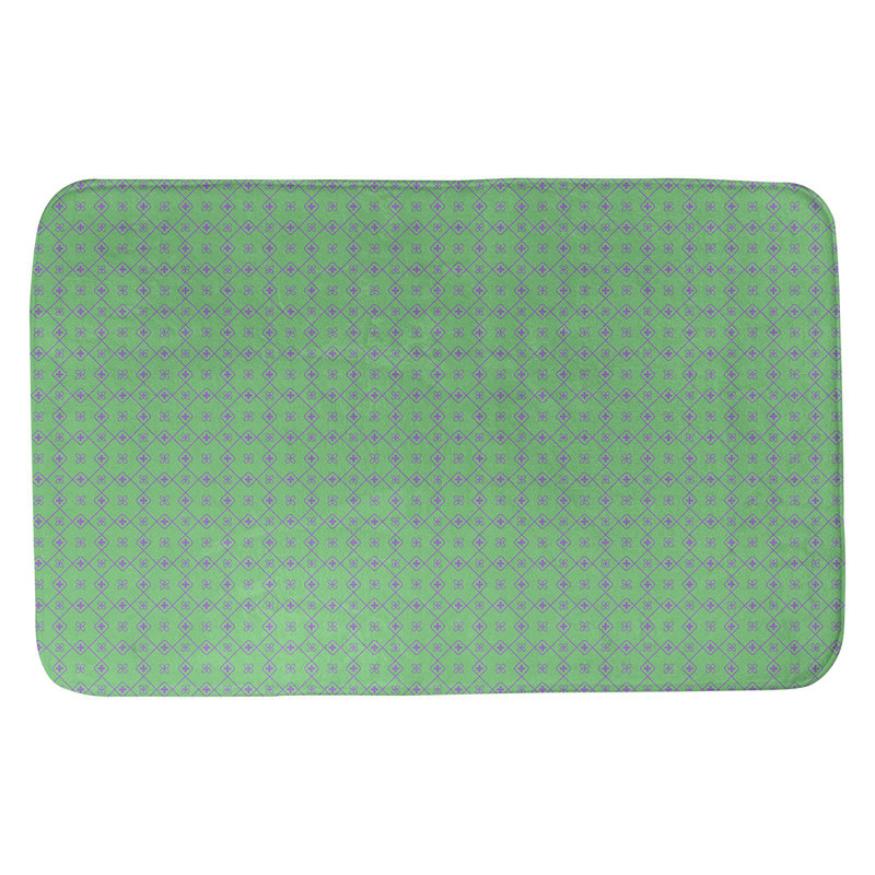 Tapis de bain antidérapant rectangulaire en forme de napperon de style Elizabeth bueschel, l 17 po x L 24 po, Vert / Mauve