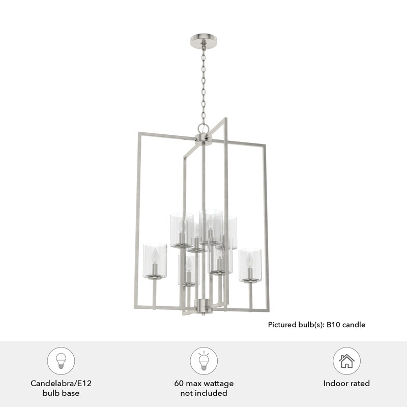 Kerrison Brushed Nickel 8-Light Seeded Glass Large Pendant