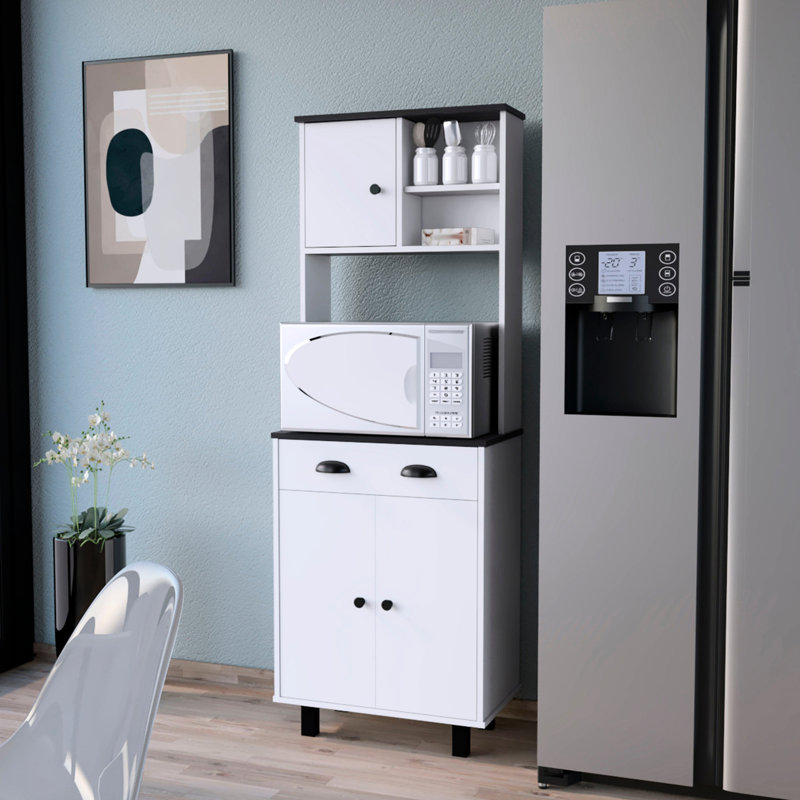 Armoire de cuisine avec 1 tiroir - 1 tiroir de rangement blanc et moderne pour maximiser votre espace, Blanc/noyer