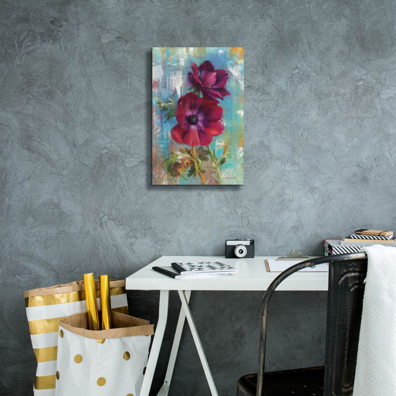 «Rich Anemones 1» par Danhui Nai, art mural sur toile, H 18 po x l 12 po
