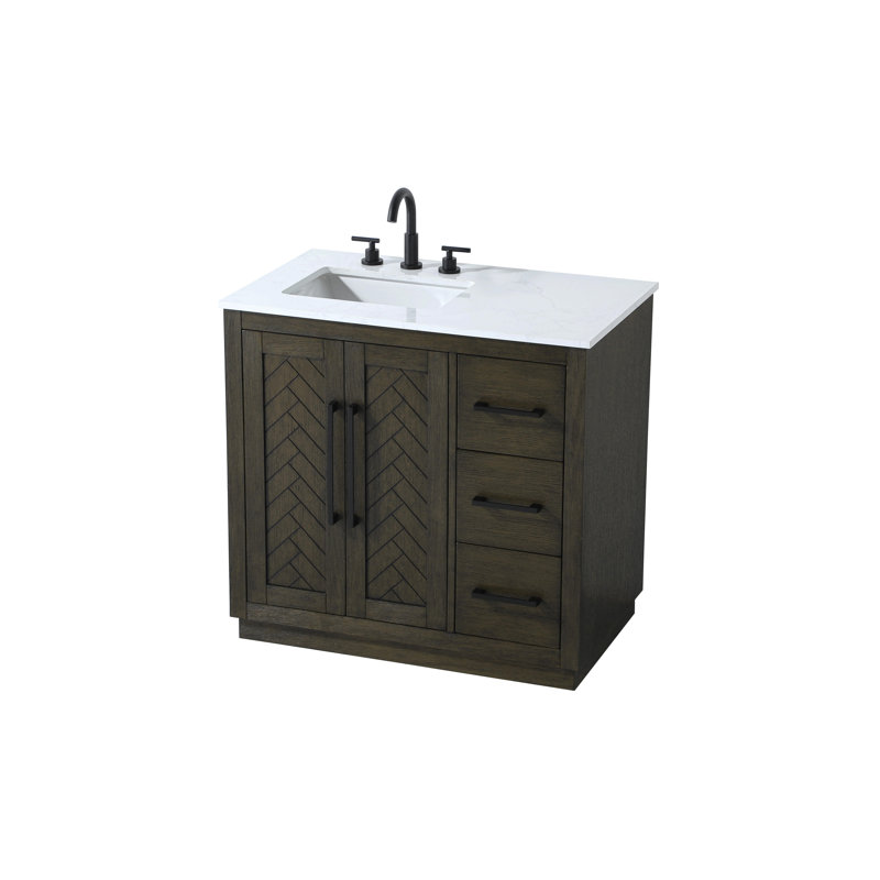 Meuble-lavabo simple 36 po, Chêne chocolat