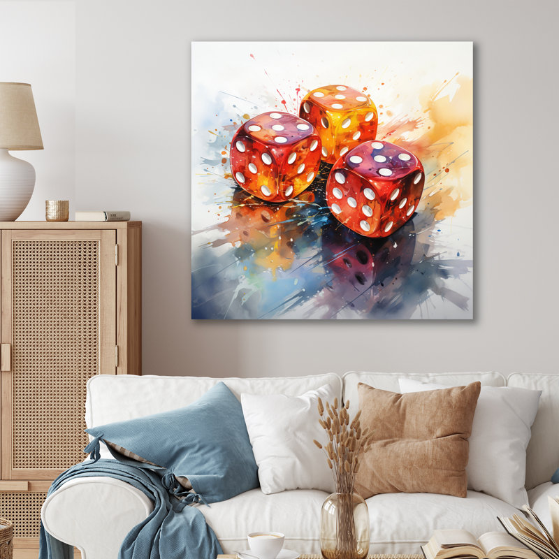 «Casino Royale Dice V» - Impression sur toile de casino et jeux, Toile tendue, H 24 po x l 24 po x P 1 po