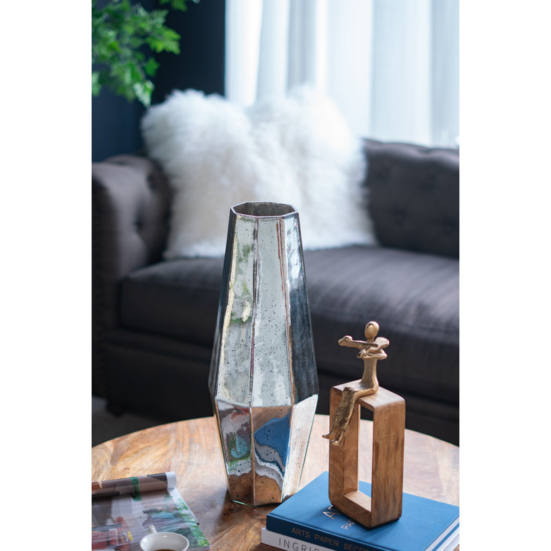Vase de table en verre, Argent antique