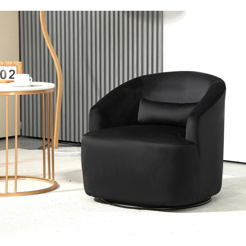Fauteuil pivotant à 360 degrés Barrel Design, Velours noir