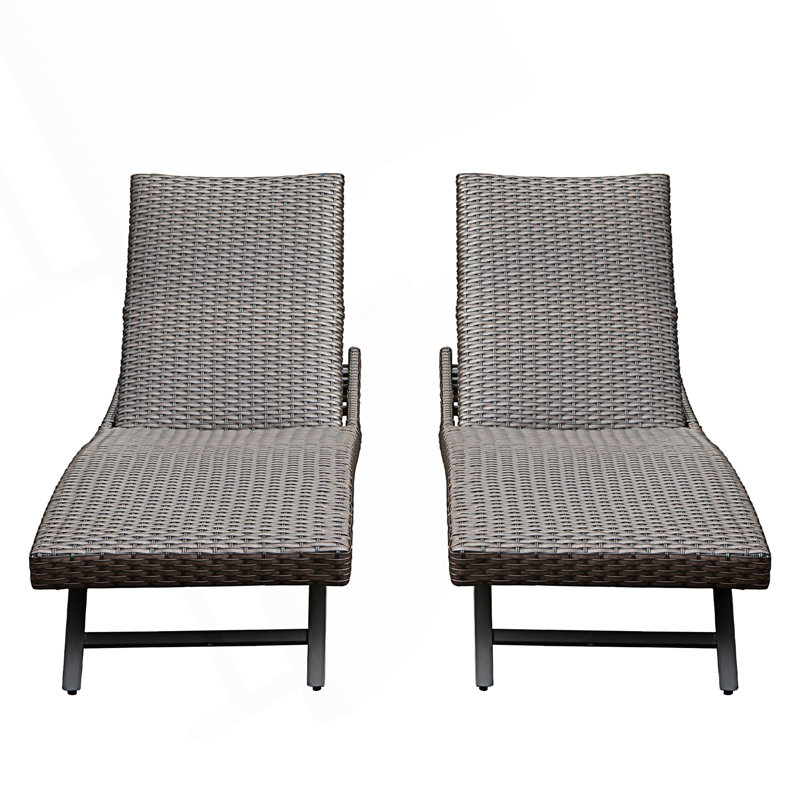 Chaise longue d'extérieur en osier 2 pièces
