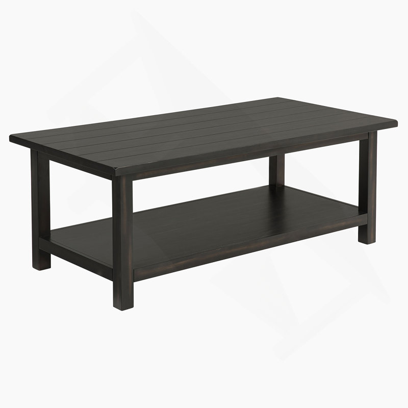 Table basse en bois délavé avec tablette Java, Noir