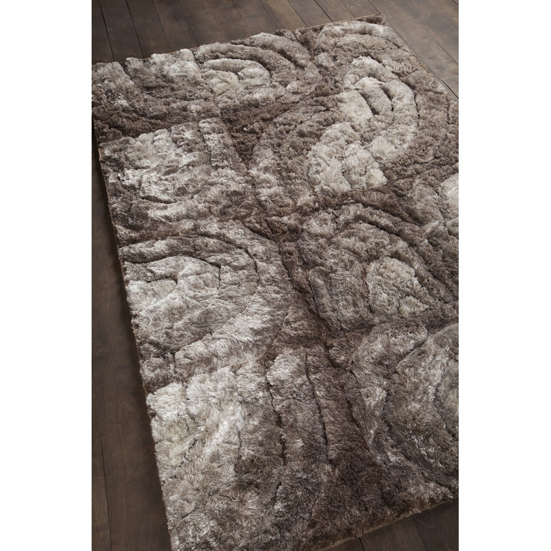 Flemish Hand Loomed Modern Area Rug in Taupe/Cream/Beige, Rectangle 5' x 7'6"