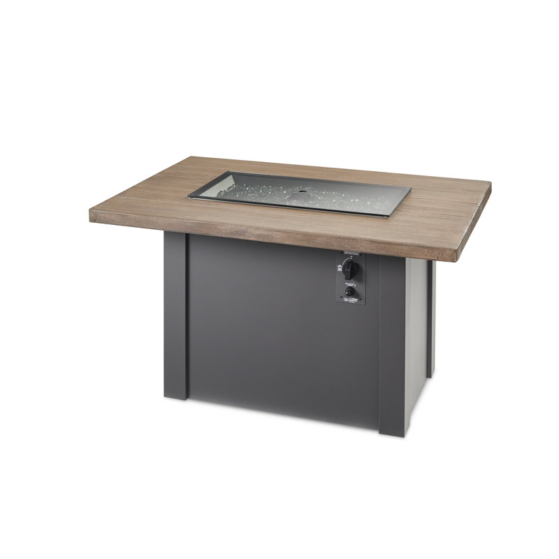 Havenwood Rectangle Smokeless Fire Pit Table with Hidden Fuel Tank, Gray