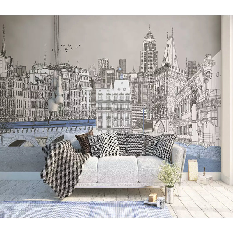 Papier peint amovible Charcoal City London Cityscape, L 114 po x l 204 po