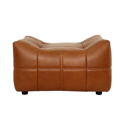 Pharyn Leather Ottoman, Antique Sienna