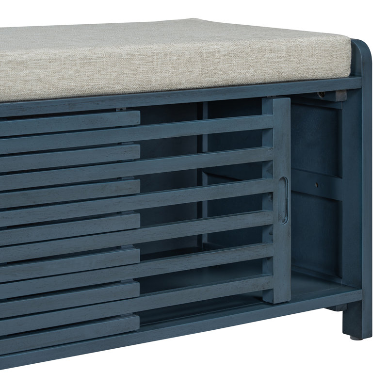 Banc de rangement 43 po patiné avec rangement, Marine