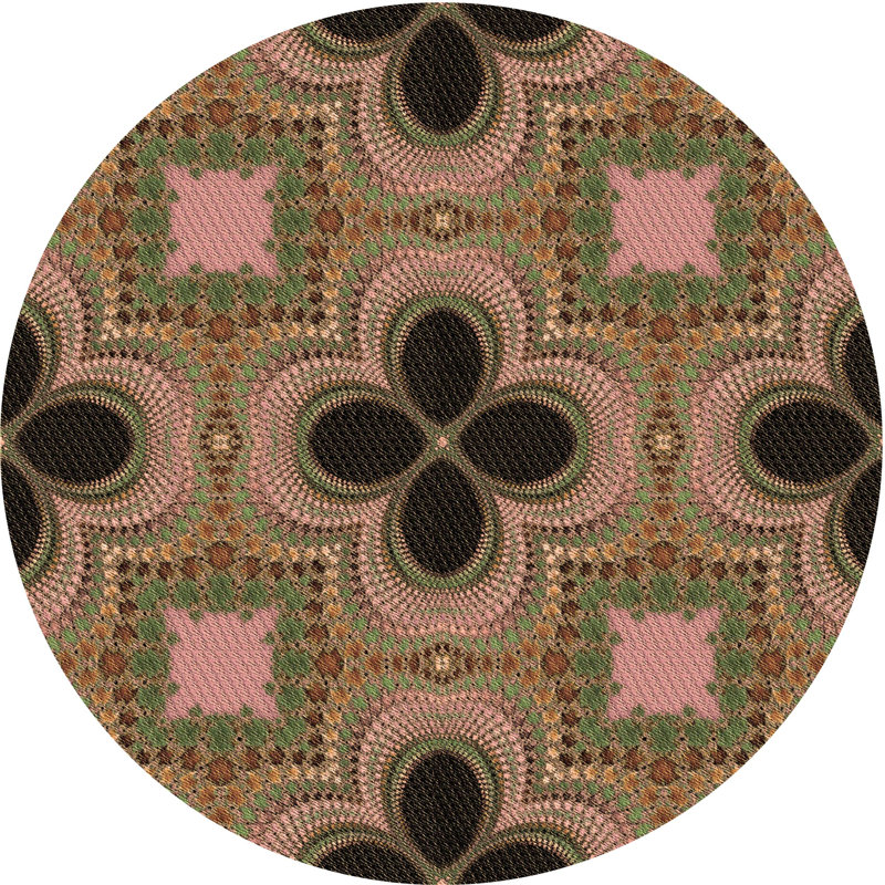 Tapis 100% à motif lavable à la machine 2989, Rond 8 pi