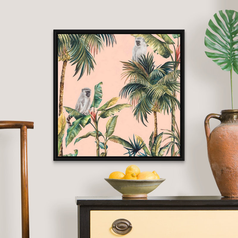 Reproduction d’art sur toile, "Tropicano I" par Eva watts, Cadre noir, H 26 po x l 26 po x P 1,75 po