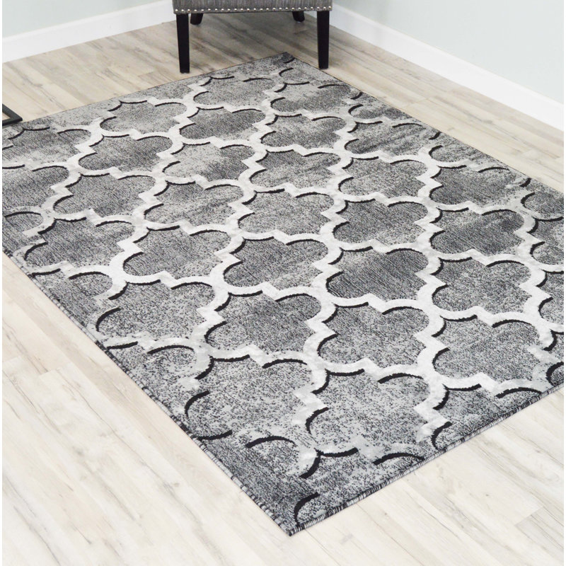 Tapis gris zone géométrique Virgina, Rectangle 8 pi x 10 pi 5 po