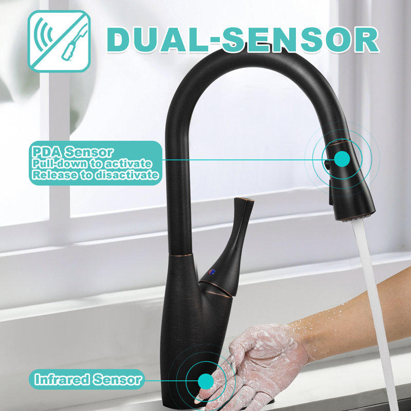 Dual-sensor Pull Down Kitchen Faucet, Touchless Kitchen Faucet With Pull Down Sprayer, Pull-down-active Senor & Infrared Sensor Kitchen Faucet