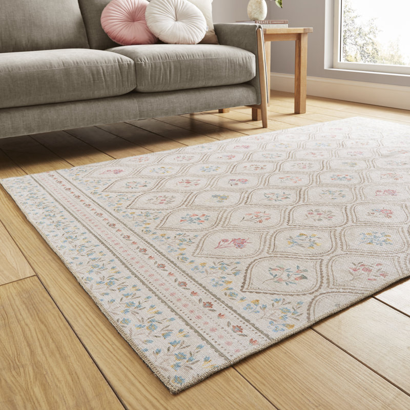 Floral Digitally Printed 122cm X 170cm Area Rug, Cream, Rectangle 152 x 230 cm