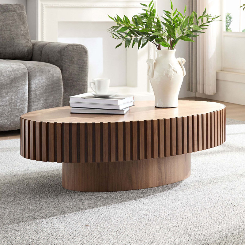 Handcraft Oval Drum Coffee Table, Walnut