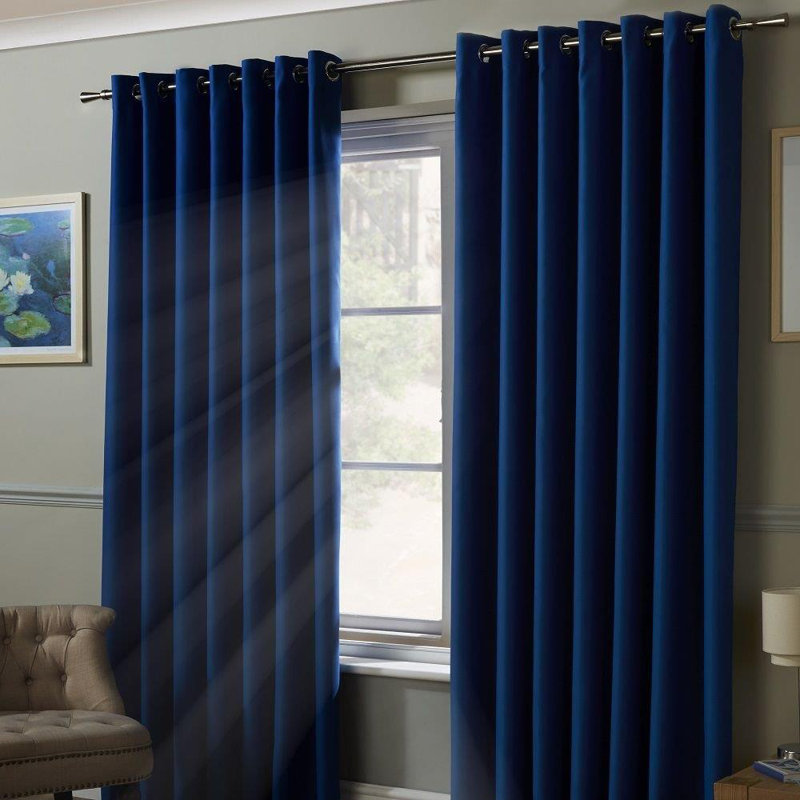 Bigham Blackout Eyelet Curtains, 104 W x 137 D cm, Charcoal