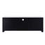 Meuble télé assemblé avec surface en miroir et faux diamants, compartiment média ouvert, tiroir simple, 2 portes, pour téléviseur à écran plat de 50 po, matériau argenté, profondeur de 16 po, largeur de 59 po, hauteur de 22 po, 106 lb, 2 po