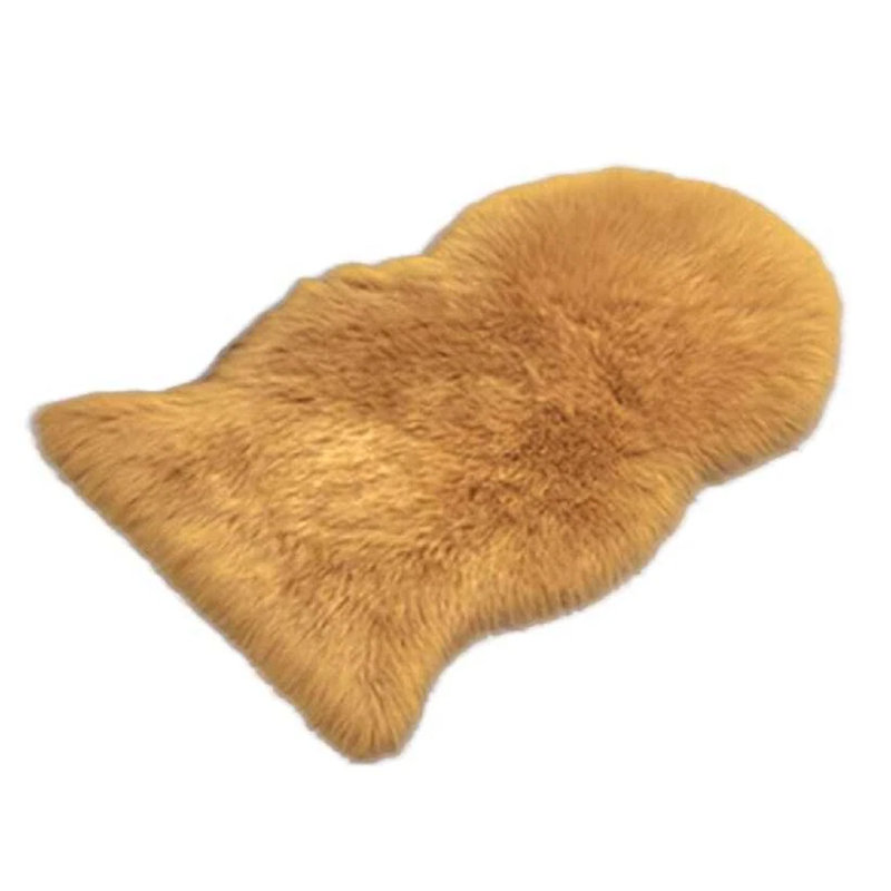 Oval Solid Colour Sheepskin 60cm X 110cm Area Rug, Ochre