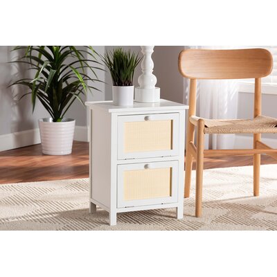 Modern Contemporary Home Bed Room Utility Night Stand Beige/White Finish -  Red Barrel StudioÂ®, 904381BA656648DDA40345142C346C0D